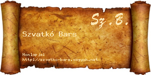 Szvatkó Bars névjegykártya